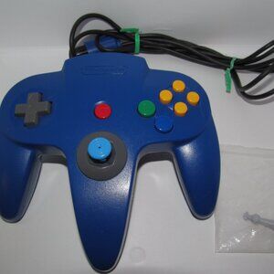 Nintendo N64 Controller Blue OEM Authentic with Rebuilt Kitsch-Bent Joystick